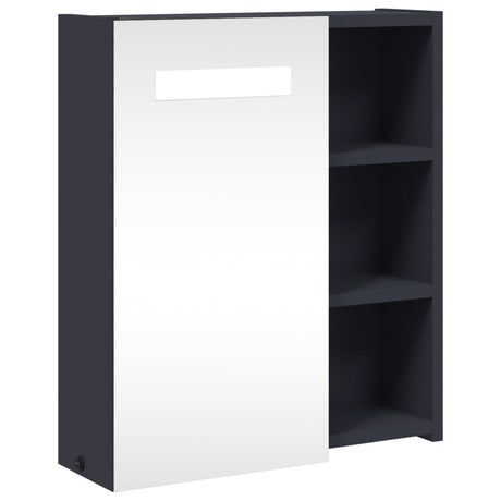 Armadietto Bagno con Specchio e LED Grigio Chiaro 45x13x52 cm