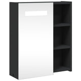 Armadietto Bagno con Specchio e LED Nero 45x13x52 cm