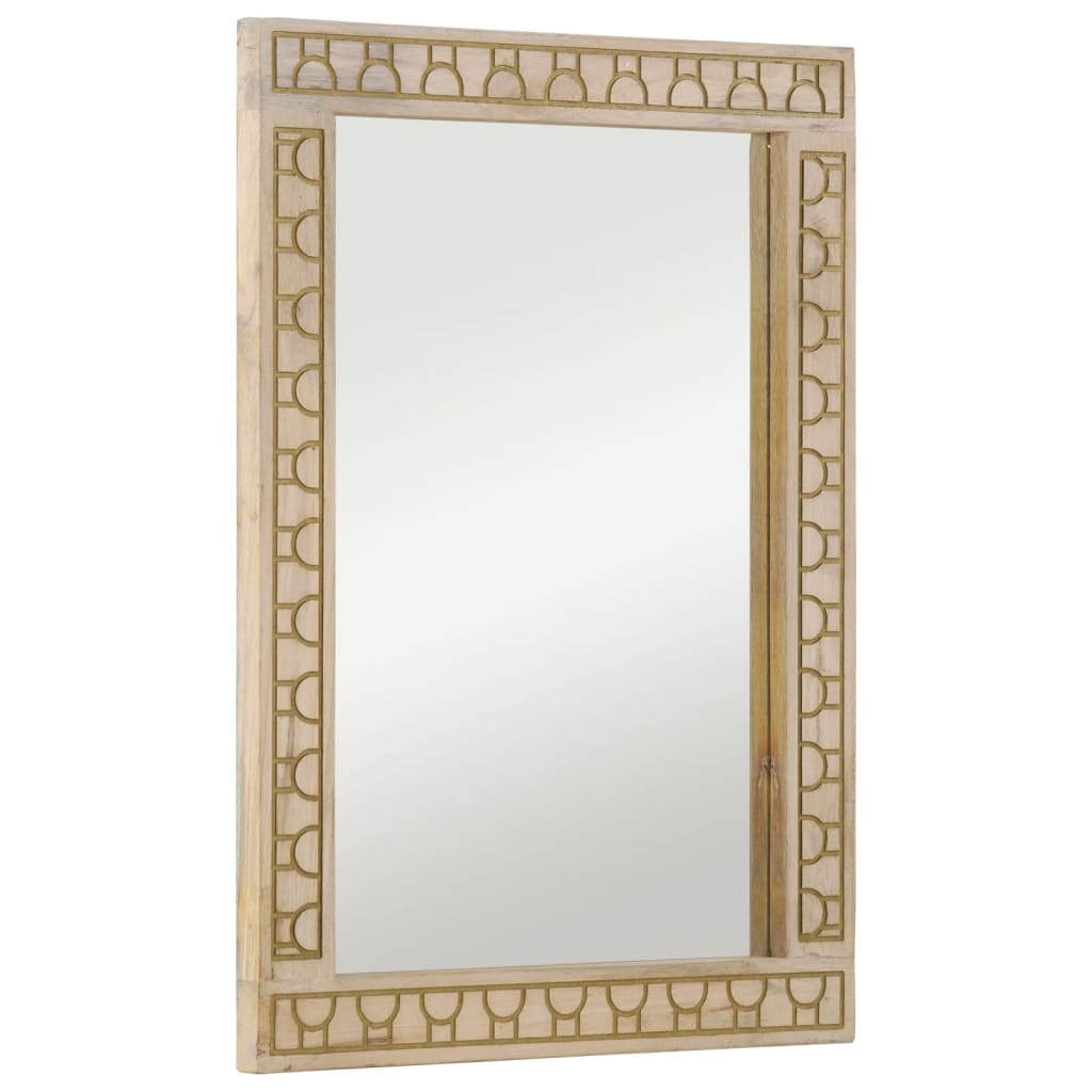 Specchio da Bagno 50x70x2,5 cm Legno Massello di Mango e Vetro
