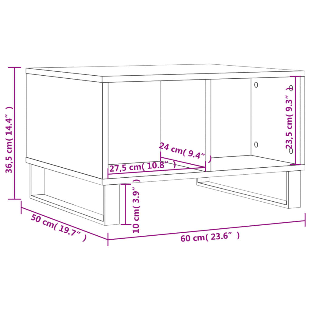 Tavolino Salotto Rovere Sonoma 60x50x36,5 cm Legno Multistrato