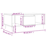 Tavolino da Salotto Bianco 90x50x36,5 cm in Legno Multistrato