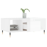 Tavolino Salotto Bianco Lucido 90x50x36,5 cm Legno Multistrato