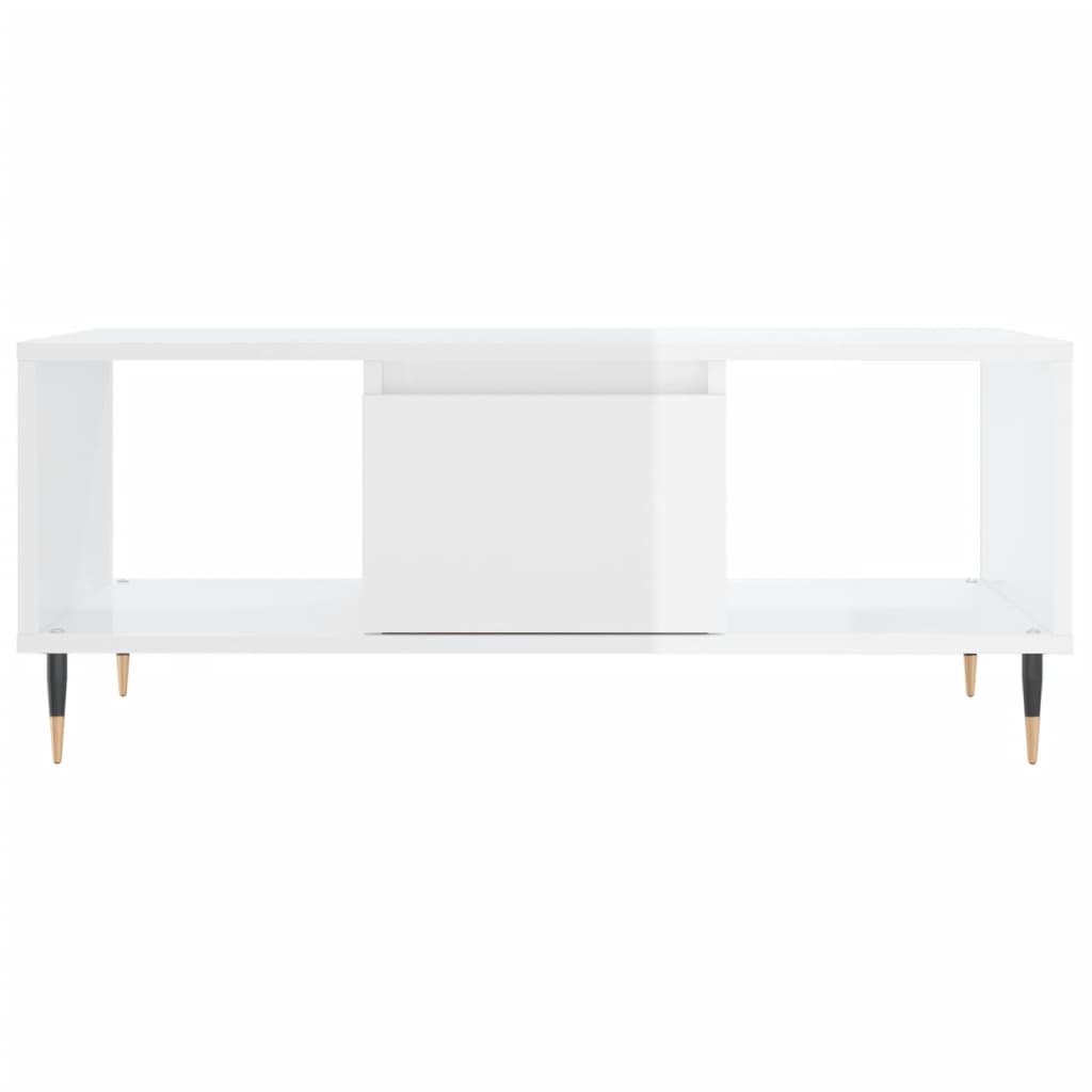 Tavolino Salotto Bianco Lucido 90x50x36,5 cm Legno Multistrato