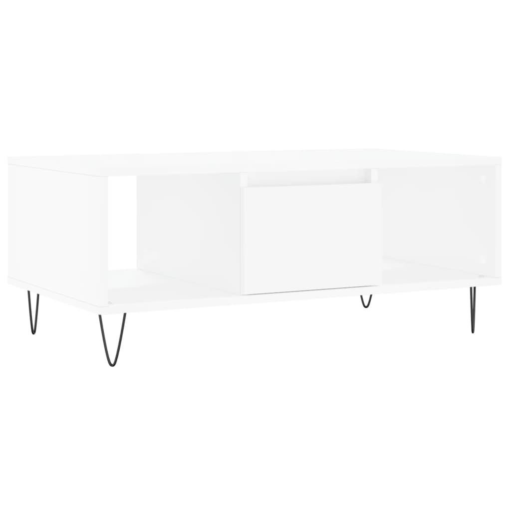 Tavolino da Salotto Bianco 90x50x36,5 cm in Legno Multistrato