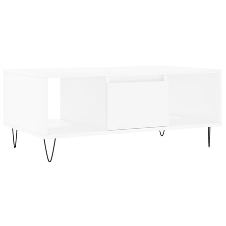 Tavolino da Salotto Bianco 90x50x36,5 cm in Legno Multistrato