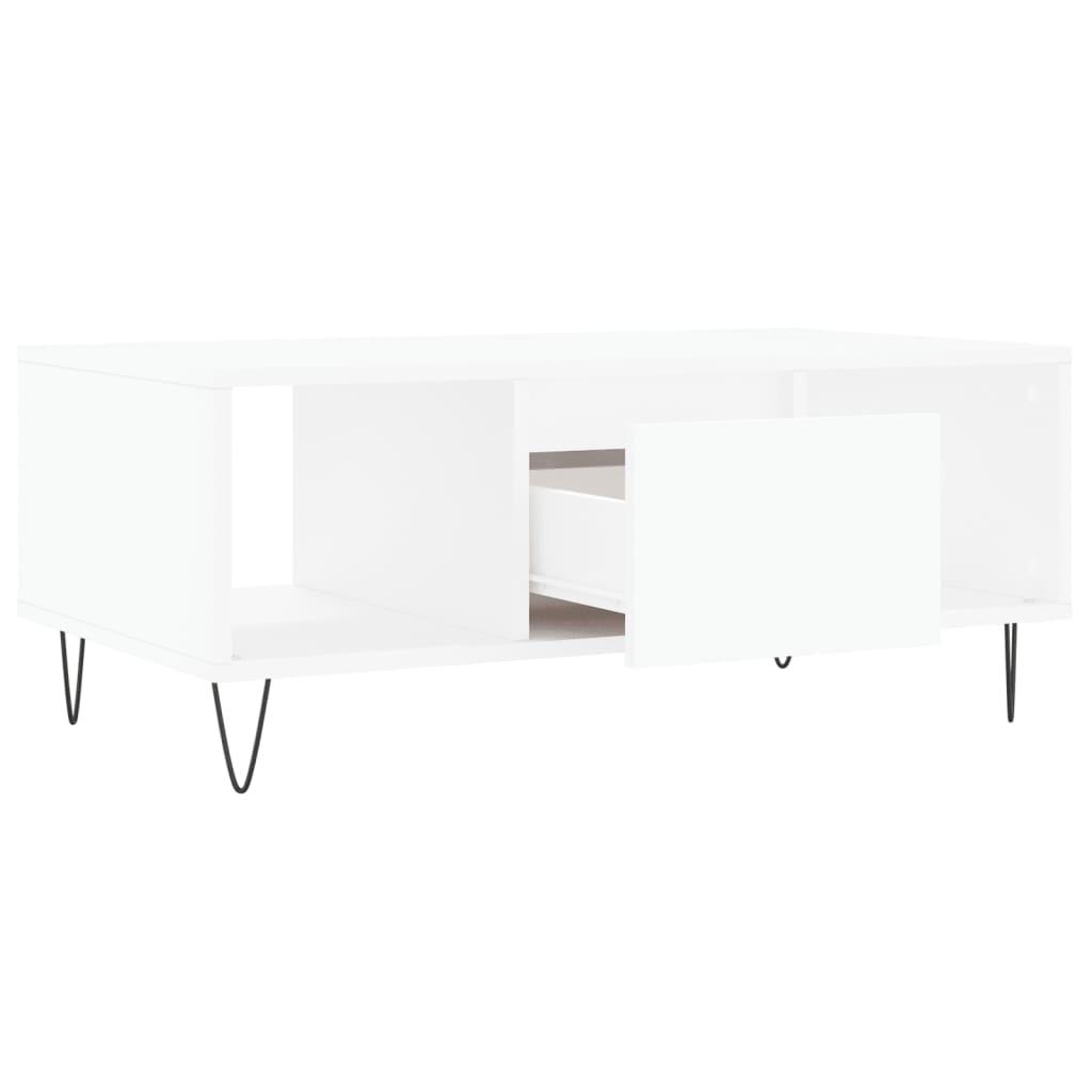 Tavolino da Salotto Bianco 90x50x36,5 cm in Legno Multistrato