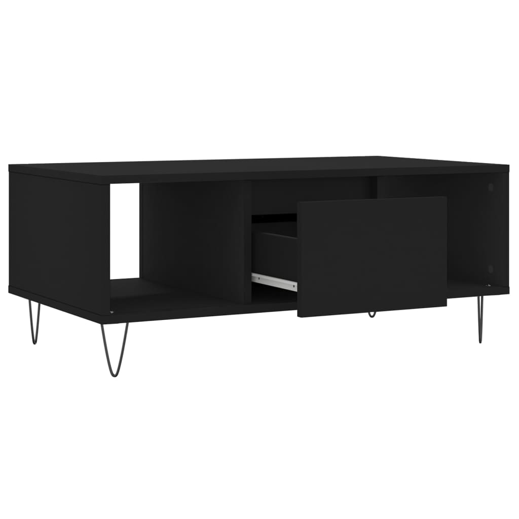 Tavolino da Salotto Nero 90x50x36,5 cm in Legno Multistrato