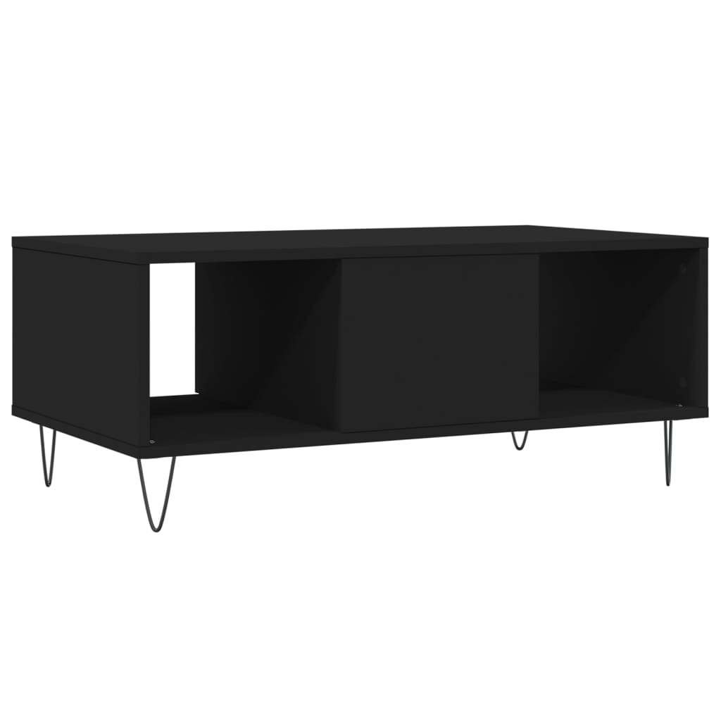 Tavolino da Salotto Nero 90x50x36,5 cm in Legno Multistrato