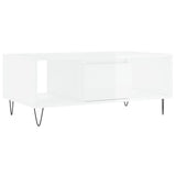 Tavolino Salotto Bianco Lucido 90x50x36,5 cm Legno Multistrato