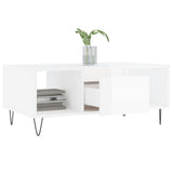 Tavolino Salotto Bianco Lucido 90x50x36,5 cm Legno Multistrato