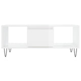 Tavolino Salotto Bianco Lucido 90x50x36,5 cm Legno Multistrato