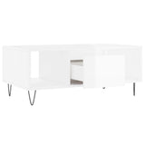 Tavolino Salotto Bianco Lucido 90x50x36,5 cm Legno Multistrato