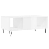 Tavolino Salotto Bianco Lucido 90x50x36,5 cm Legno Multistrato