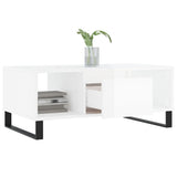 Tavolino Salotto Bianco Lucido 90x50x36,5 cm Legno Multistrato