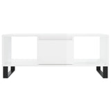 Tavolino Salotto Bianco Lucido 90x50x36,5 cm Legno Multistrato