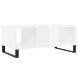 Tavolino Salotto Bianco Lucido 90x50x36,5 cm Legno Multistrato