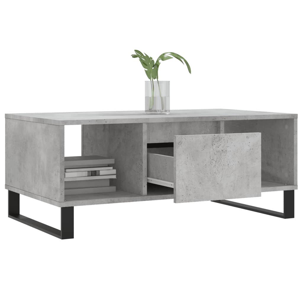 Tavolino Salotto Grigio Cemento 90x50x36,5 cm Legno Multistrato