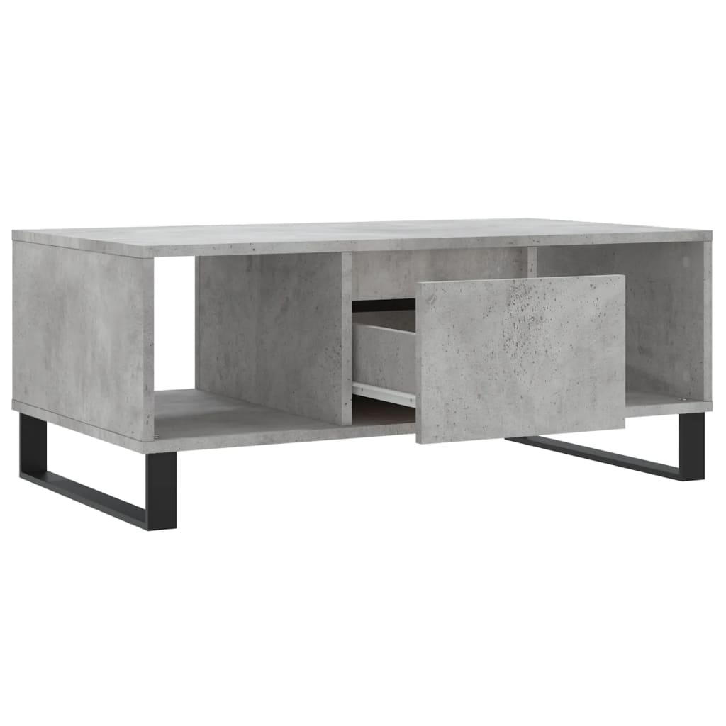 Tavolino Salotto Grigio Cemento 90x50x36,5 cm Legno Multistrato