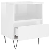 Comodini 2pz Bianco Lucido 40x35x50 cm in Legno Multistrato