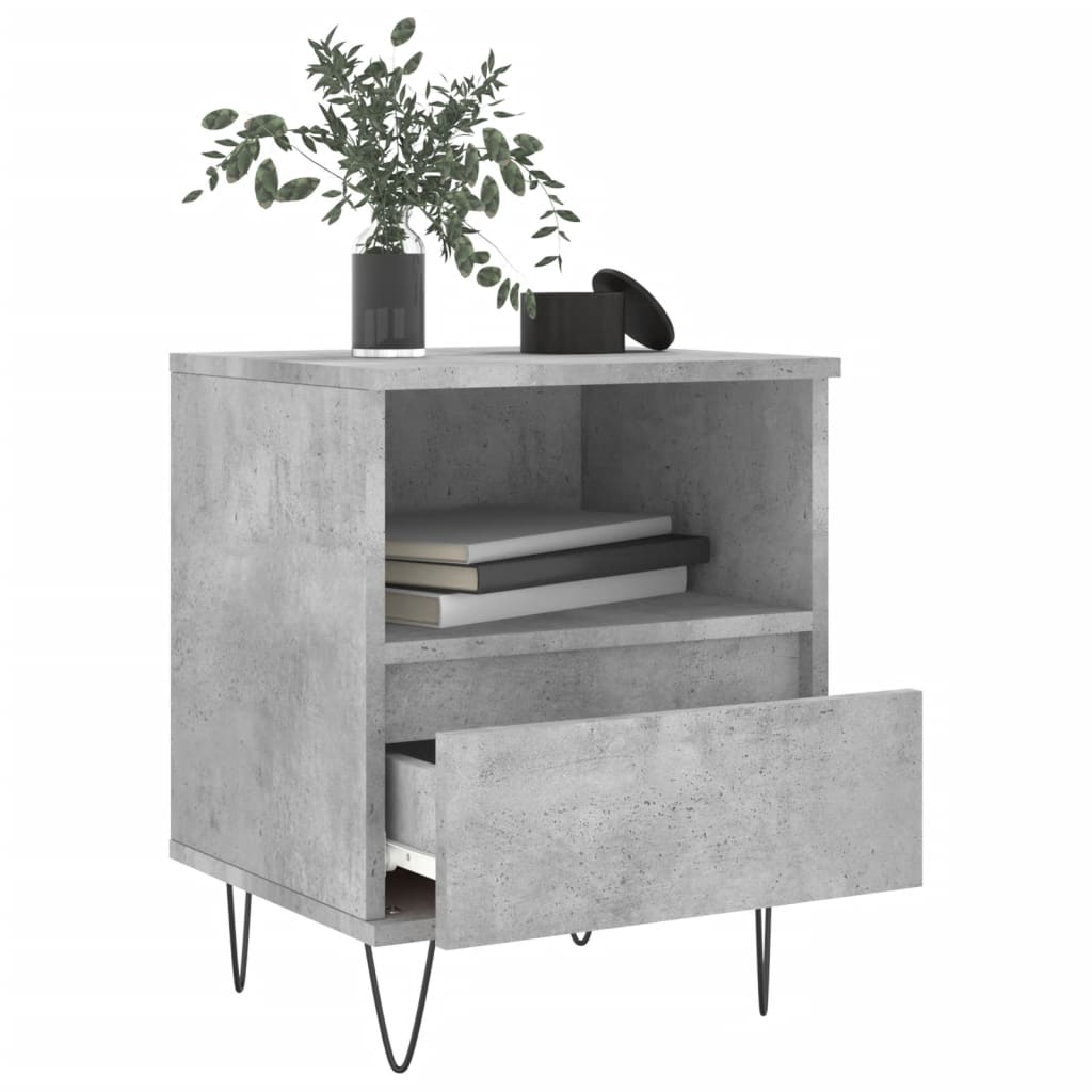 Comodini 2pz Grigio Cemento 40x35x50 cm in Legno Multistrato