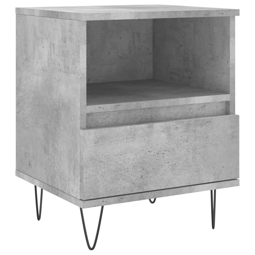 Comodini 2pz Grigio Cemento 40x35x50 cm in Legno Multistrato