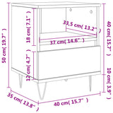 Comodino Grigio Sonoma 40x35x50 cm in Legno Multistrato