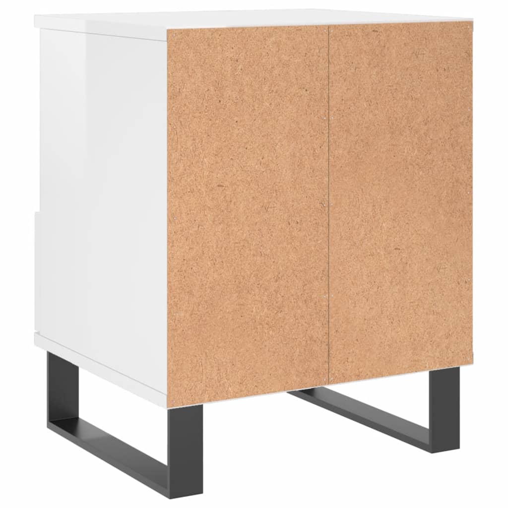 Comodini 2pz Bianco Lucido 40x35x50 cm in Legno Multistrato