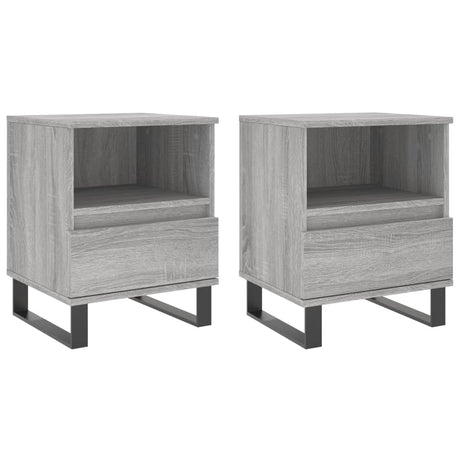 Comodini 2pz Grigio Sonoma 40x35x50 cm in Legno Multistrato