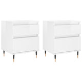 Comodini 2pz Bianco Lucido 40x35x50 cm in Legno Multistrato