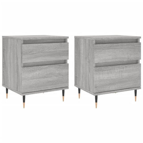 Comodini 2pz Grigio Sonoma 40x35x50 cm in Legno Multistrato