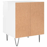 Comodini 2pz Bianco Lucido 40x35x50 cm in Legno Multistrato