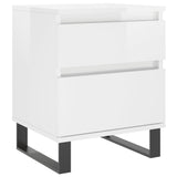 Comodini 2pz Bianco Lucido 40x35x50 cm in Legno Multistrato