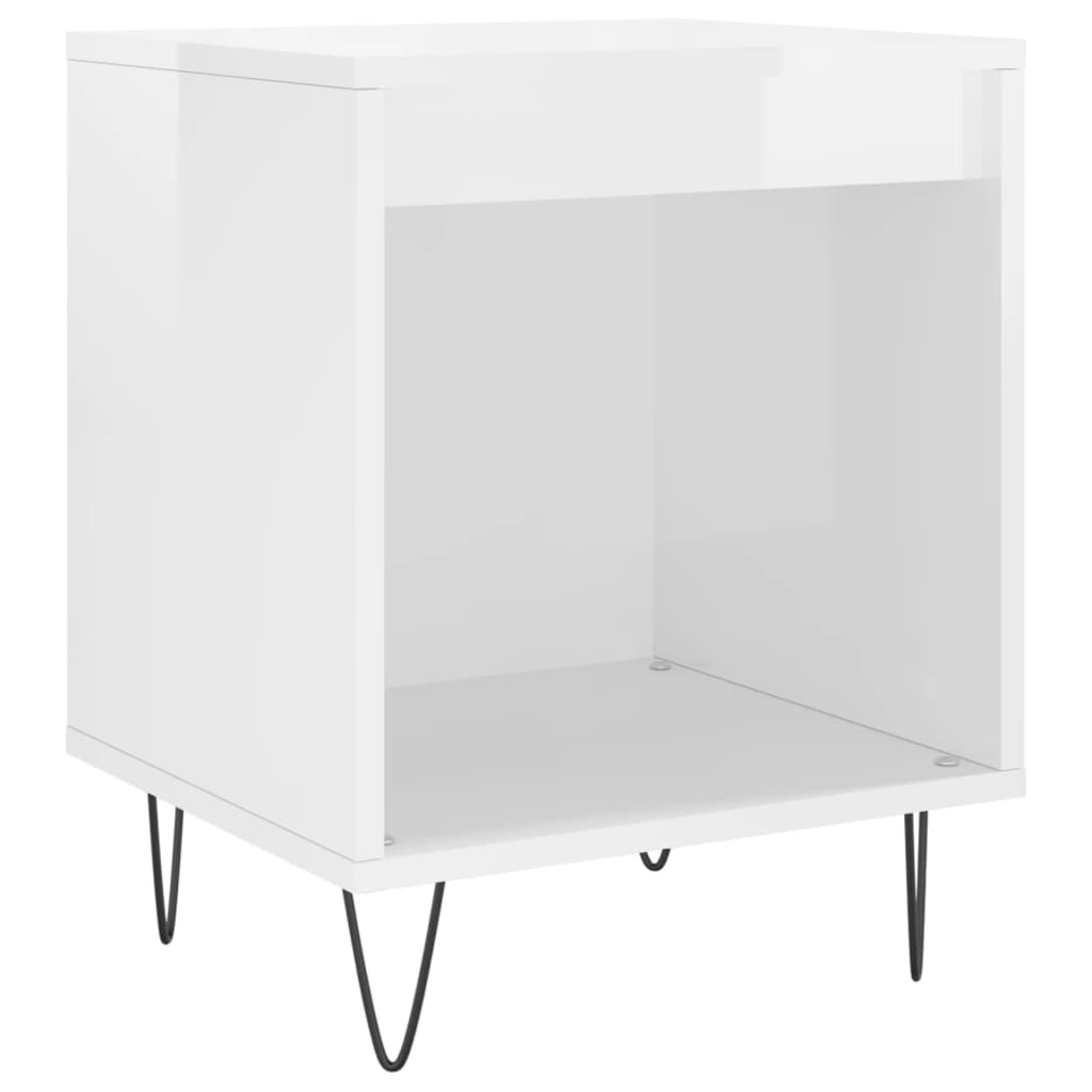 Comodini 2pz Bianco Lucido 40x35x50 cm in Legno Multistrato