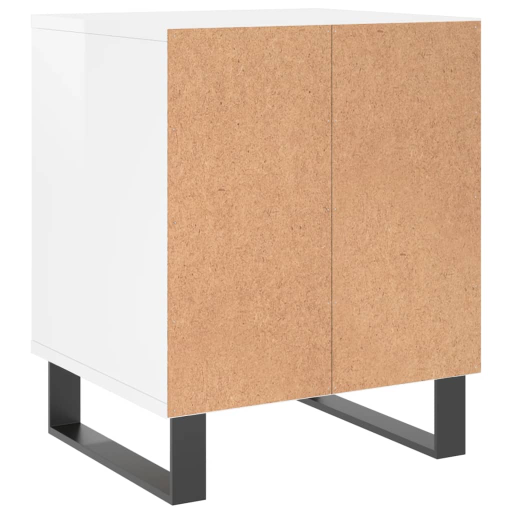 Comodini 2pz Bianco Lucido 40x35x50 cm in Legno Multistrato