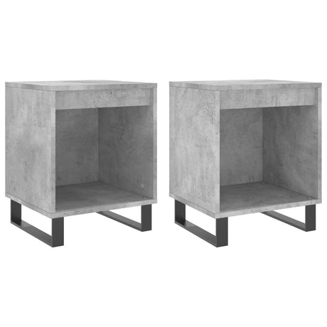 Comodini 2pz Grigio Cemento 40x35x50 cm in Legno Multistrato