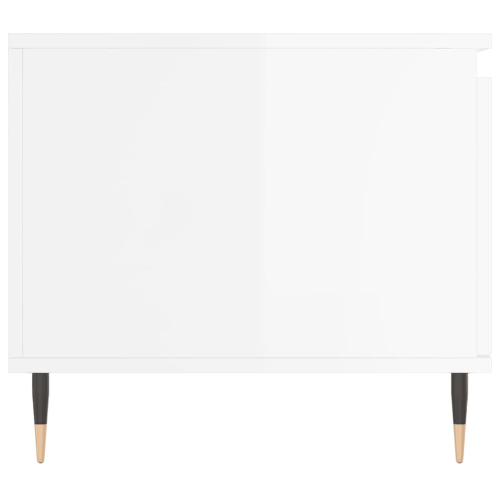 Tavolino da Salotto Bianco Lucido 100x50x45cm Legno Multistrato