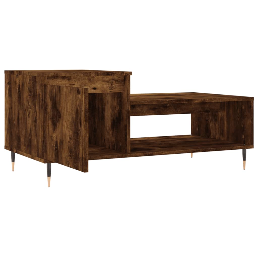 Tavolino da Salotto Rovere Fumo 100x50x45 cm Legno Multistrato