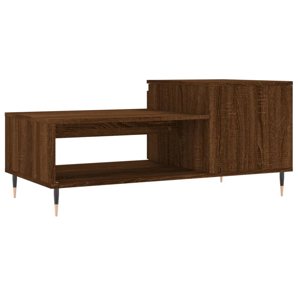 Tavolino da Salotto Rovere Marrone100x50x45cm Legno Multistrato