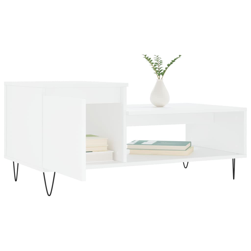 Tavolino da Salotto Bianco 100x50x45 cm in Legno Multistrato