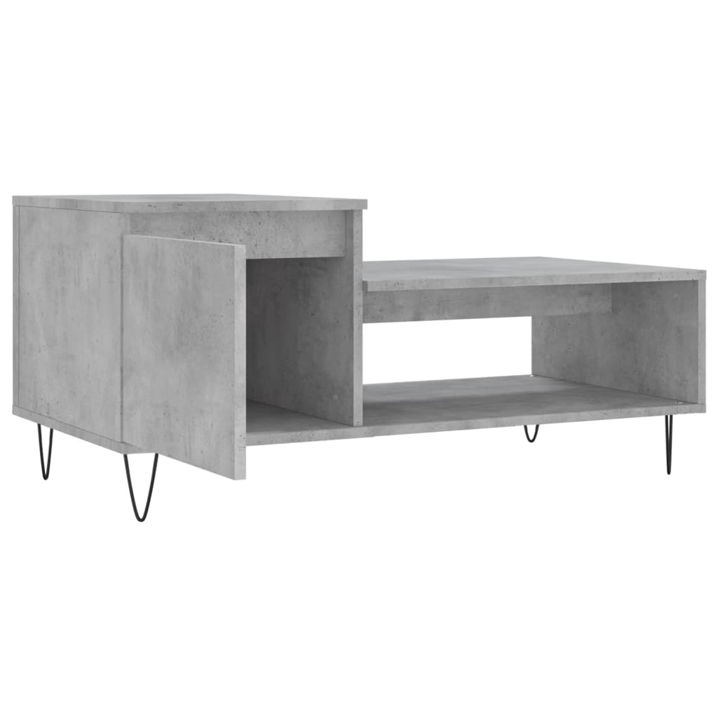 Tavolino Salotto Grigio Cemento 100x50x45 cm Legno Multistrato