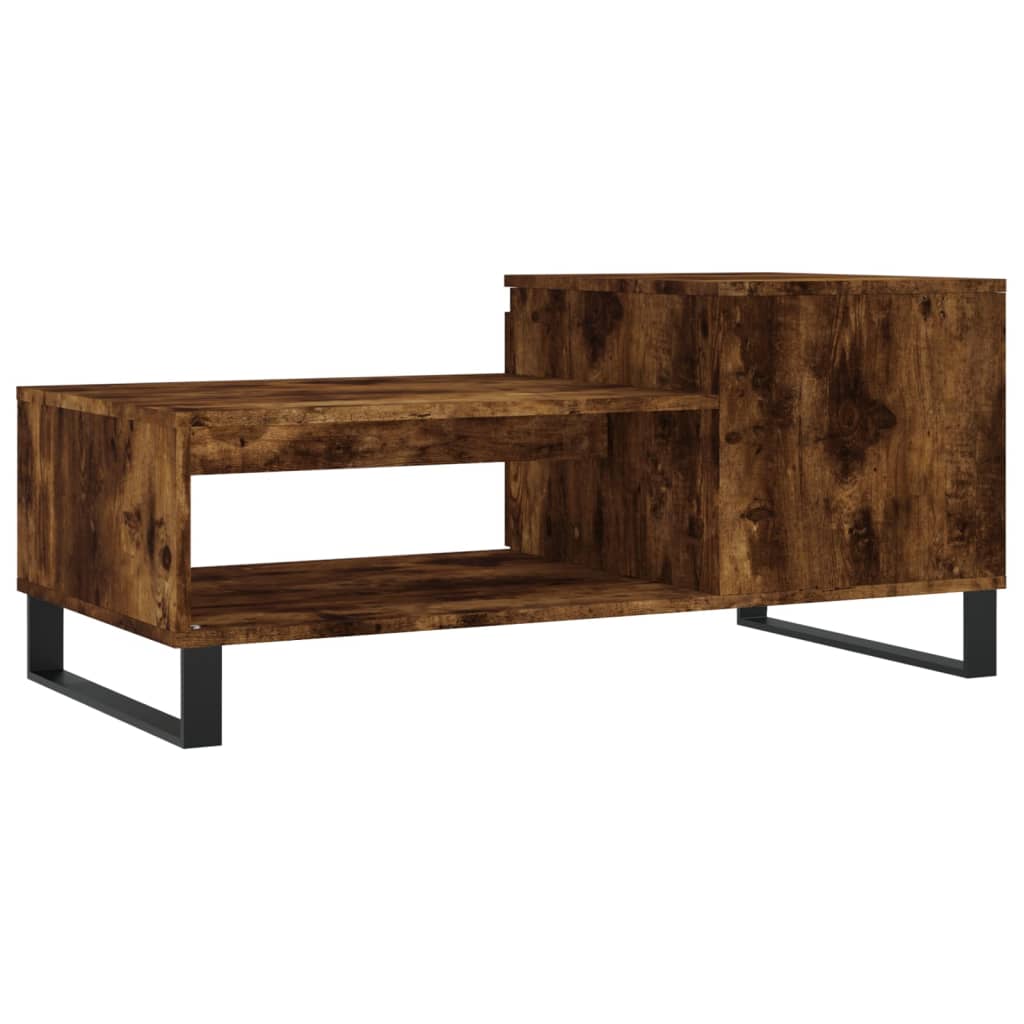 Tavolino da Salotto Rovere Fumo 100x50x45 cm Legno Multistrato