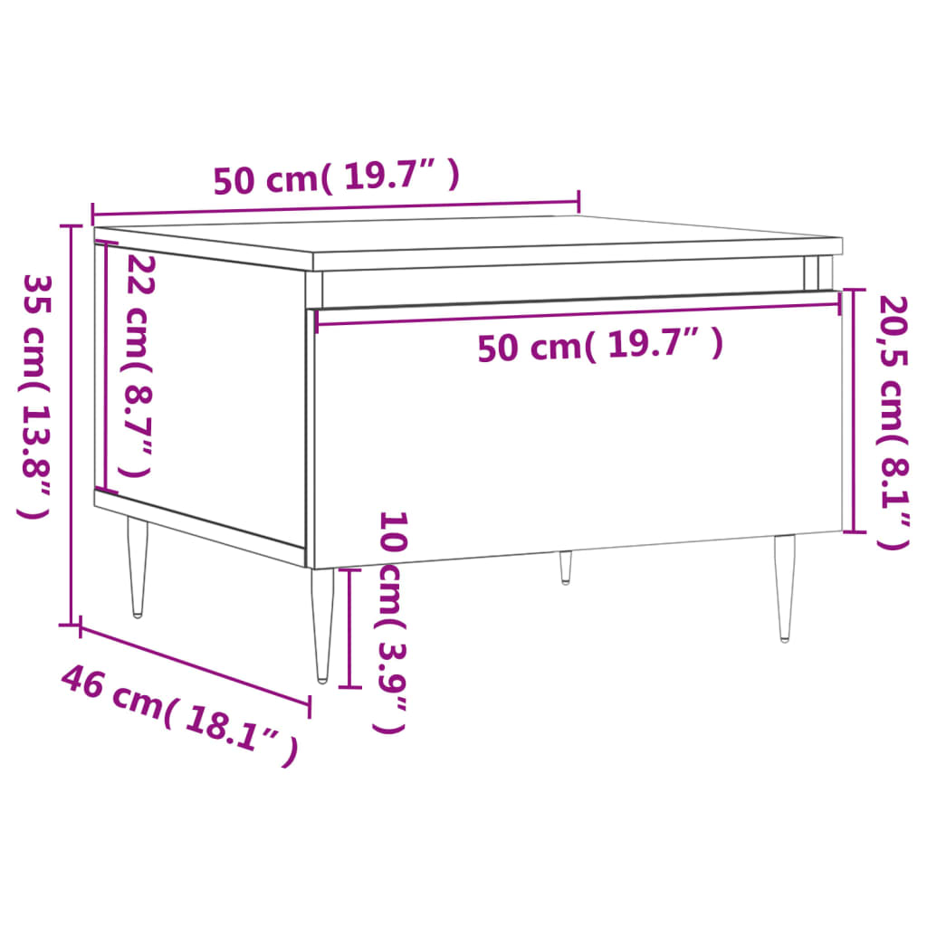 Tavolino da Salotto Bianco 50x46x35 cm in Legno Multistrato