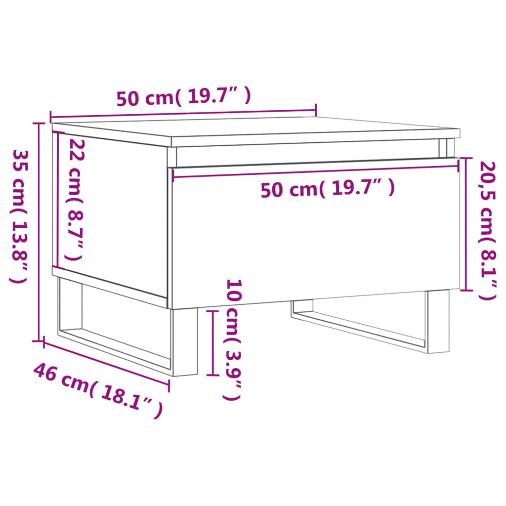 Tavolino da Salotto Grigio Sonoma 50x46x35 cm Legno Multistrato