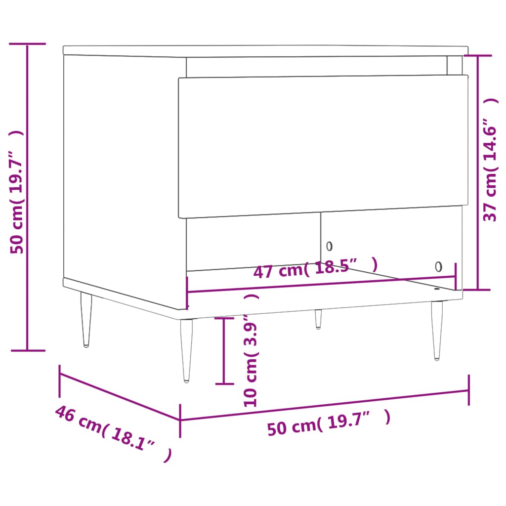 Tavolino da Salotto Bianco 50x46x50 cm in Legno Multistrato