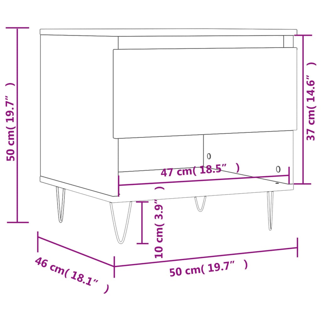 Tavolino Bianco Lucido 50x46x50 cm in Legno Multistrato