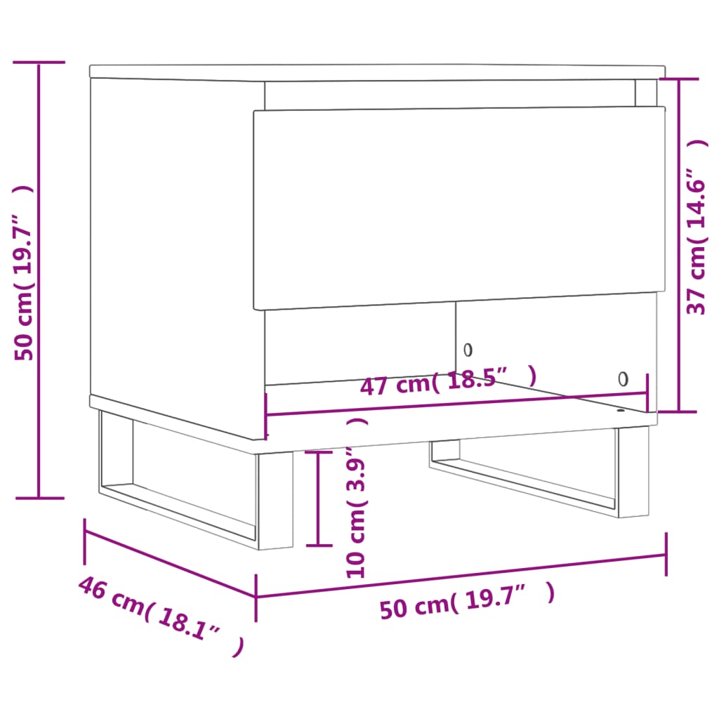 Tavolino da Salotto Bianco 50x46x50 cm in Legno Multistrato