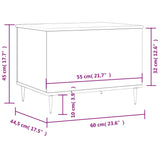 Tavolino da Salotto Bianco 60x44,5x45 cm in Legno Multistrato