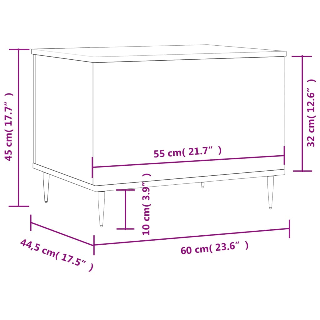 Tavolino da Salotto Nero 60x44,5x45 cm in Legno Multistrato