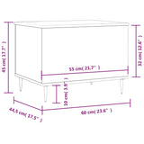 Tavolino Salotto Grigio Cemento 60x44,5x45 cm Legno Multistrato