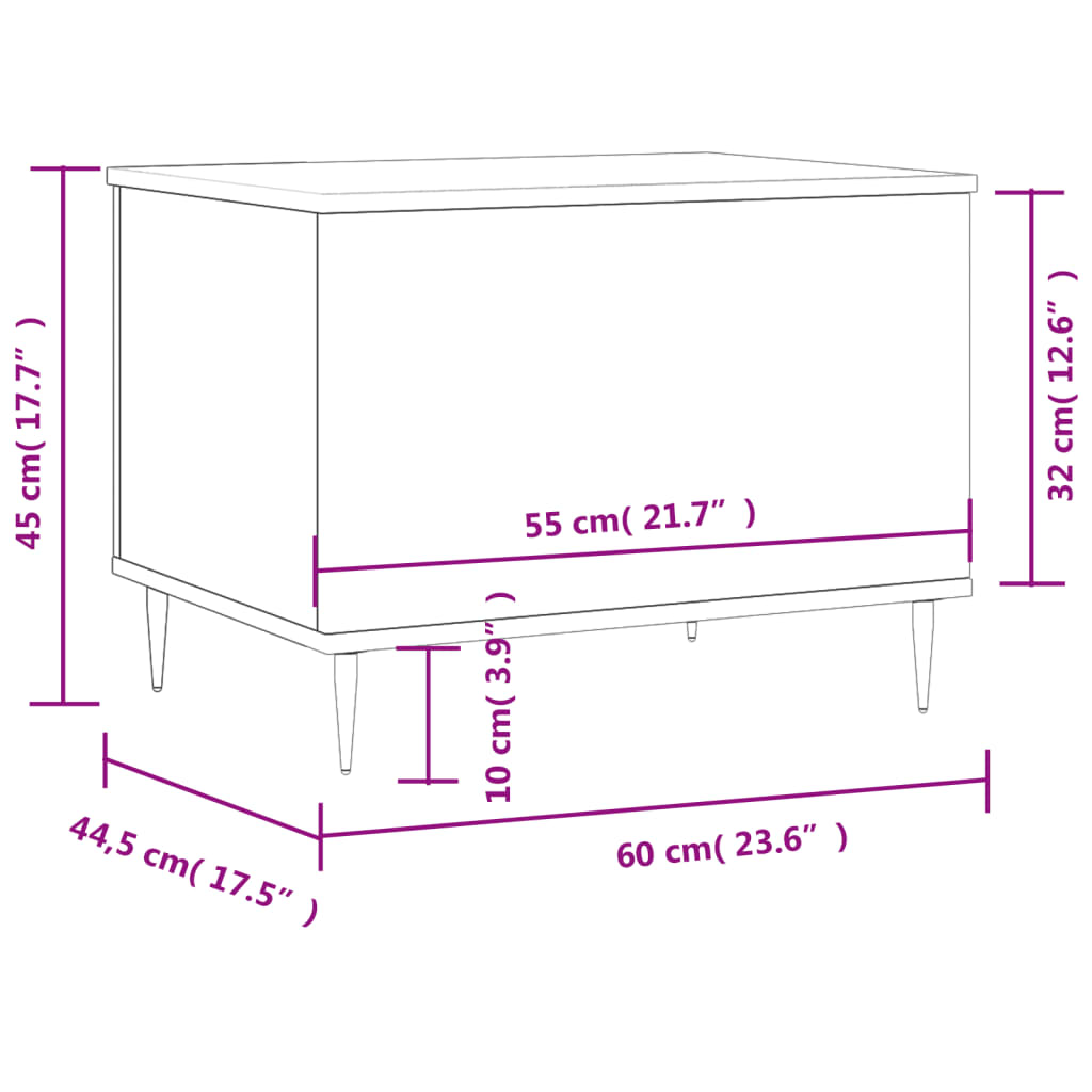 Tavolino Salotto Rovere Marrone 60x44,5x45 cm Legno Multistrato